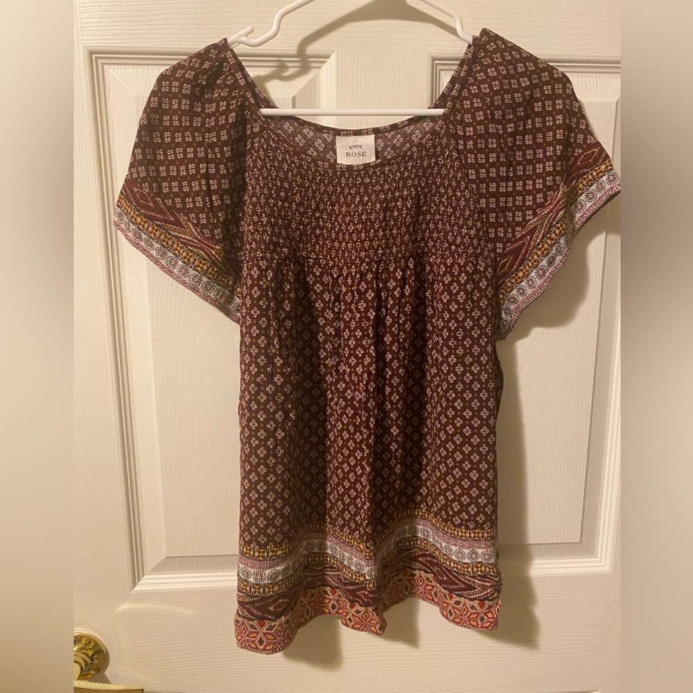 Knox Rose Bohemian Blouse - Brown and Multicolor